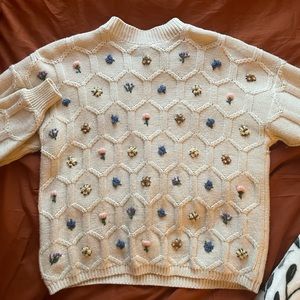 Vintage embroidered garden sweater
